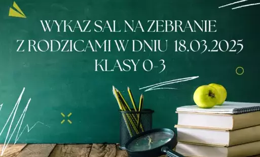 Zdjęcie do WYKAZ SAL NA ZEBRANIE Z RODZICAMI KLASY 0-3